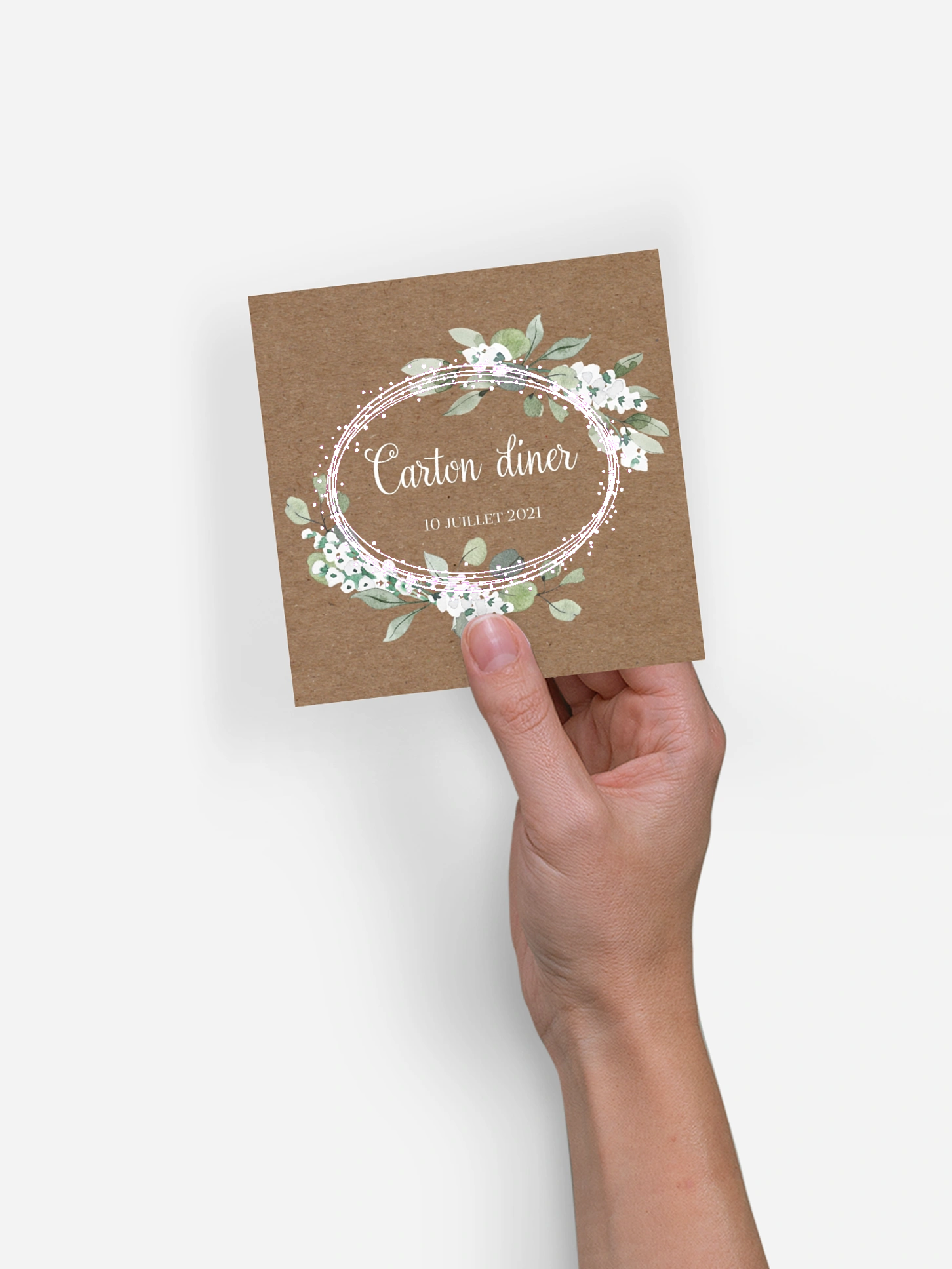 Carton d'invitation Anneau champêtre effet kraft