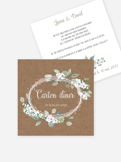 Carton d'invitation Anneau champêtre effet kraft