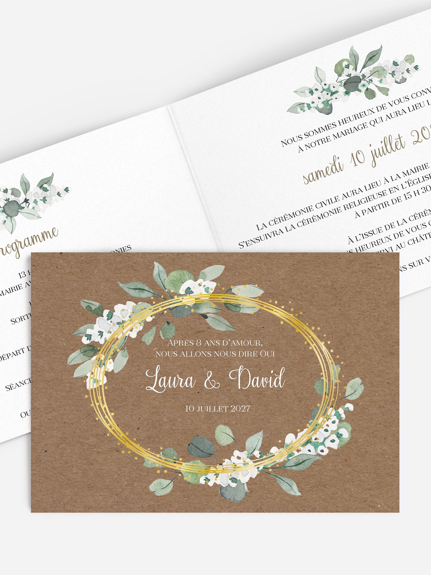 Faire-part de mariage Anneau champêtre effet kraft
