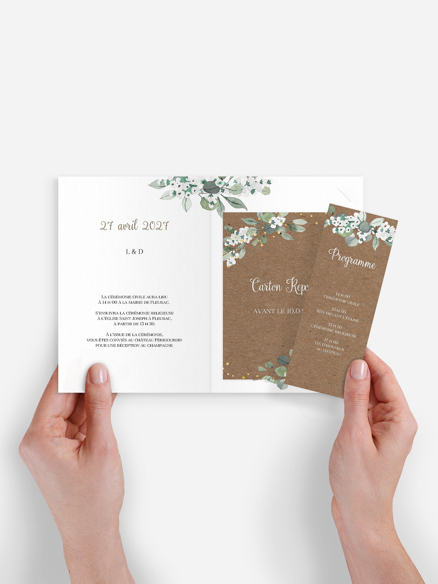 Faire-part de mariage Anneau champêtre effet kraft