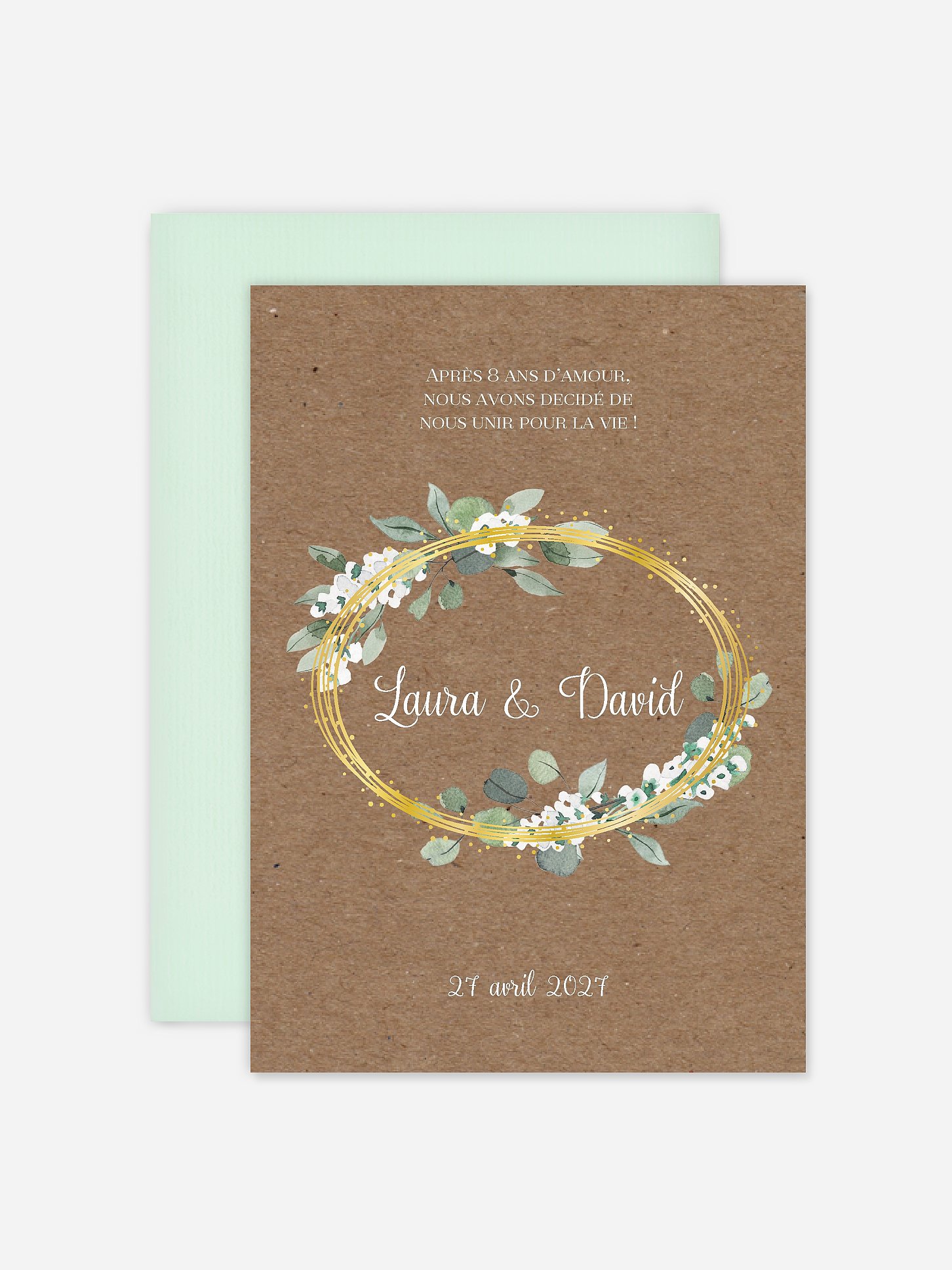 Faire-part de mariage Anneau champêtre effet kraft
