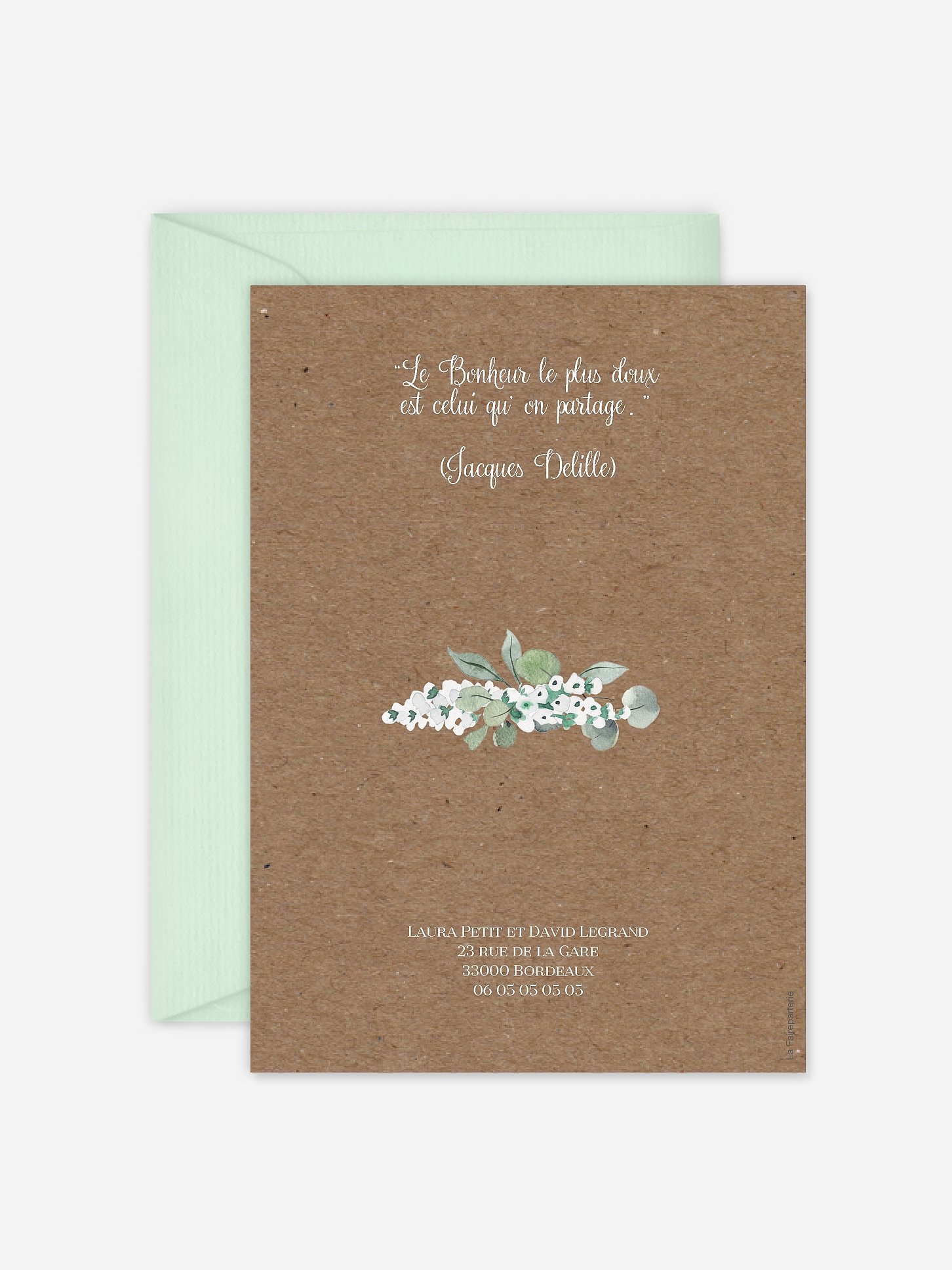 Faire-part de mariage Anneau champêtre effet kraft