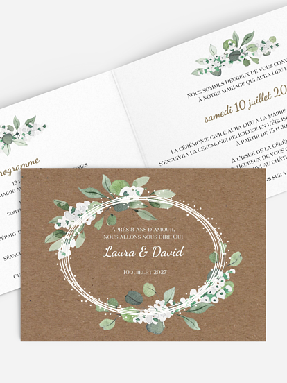 Faire-part de mariage Anneau champêtre effet kraft