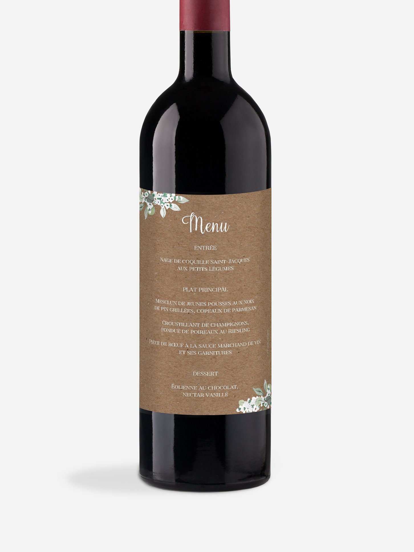 Etiquette bouteille Anneau champêtre effet kraft