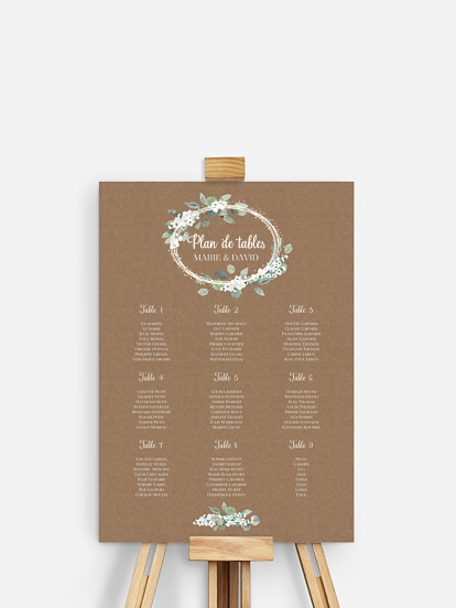 Plan de tables Anneau champêtre effet kraft