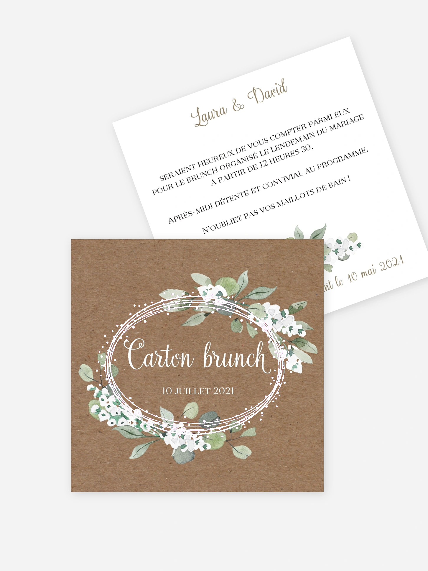 Carte brunch Anneau champêtre effet kraft