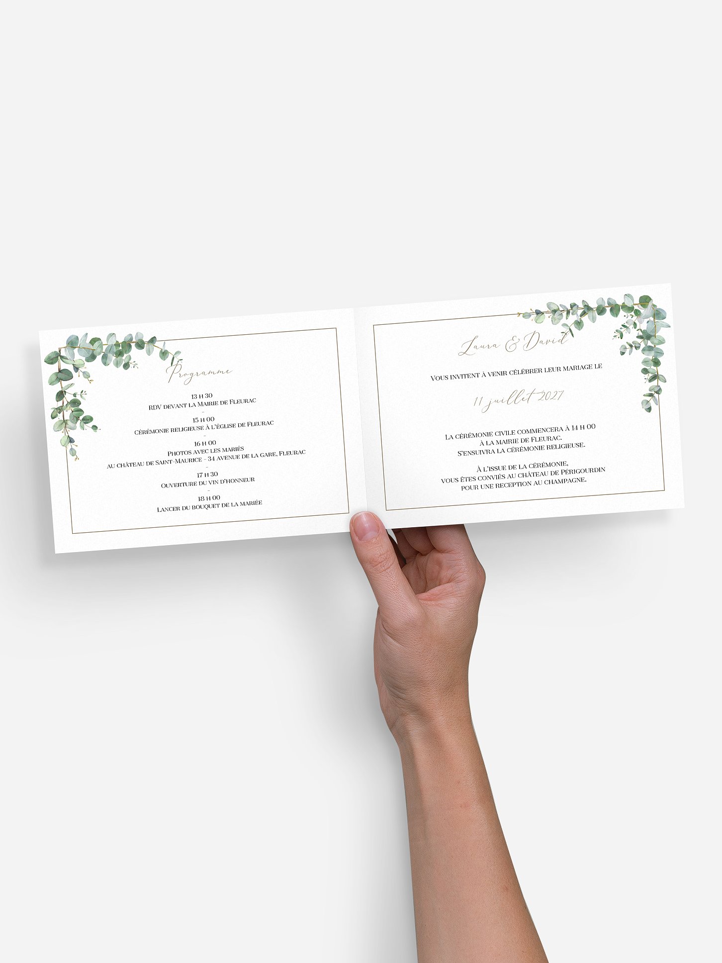 Faire-part de mariage Natural greenery effet kraft