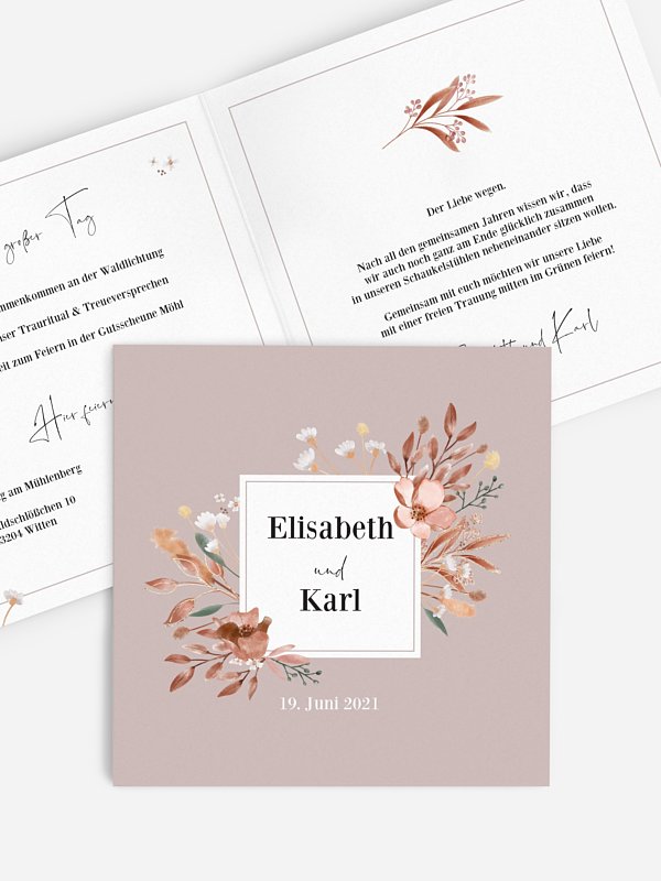Hochzeitseinladung Rusty Flowers