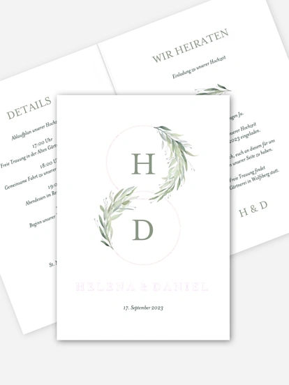 Hochzeitseinladung Greenery Rings