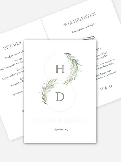 Hochzeitseinladung Greenery Rings