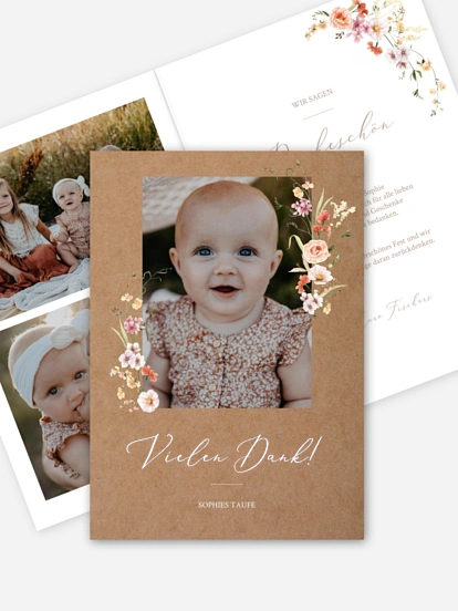 Dankeskarte Taufe Flora