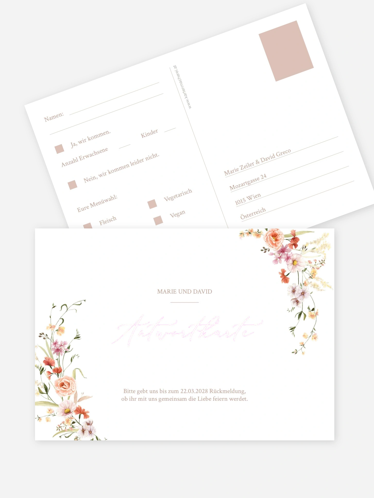 Antwortkarte Hochzeit Flora