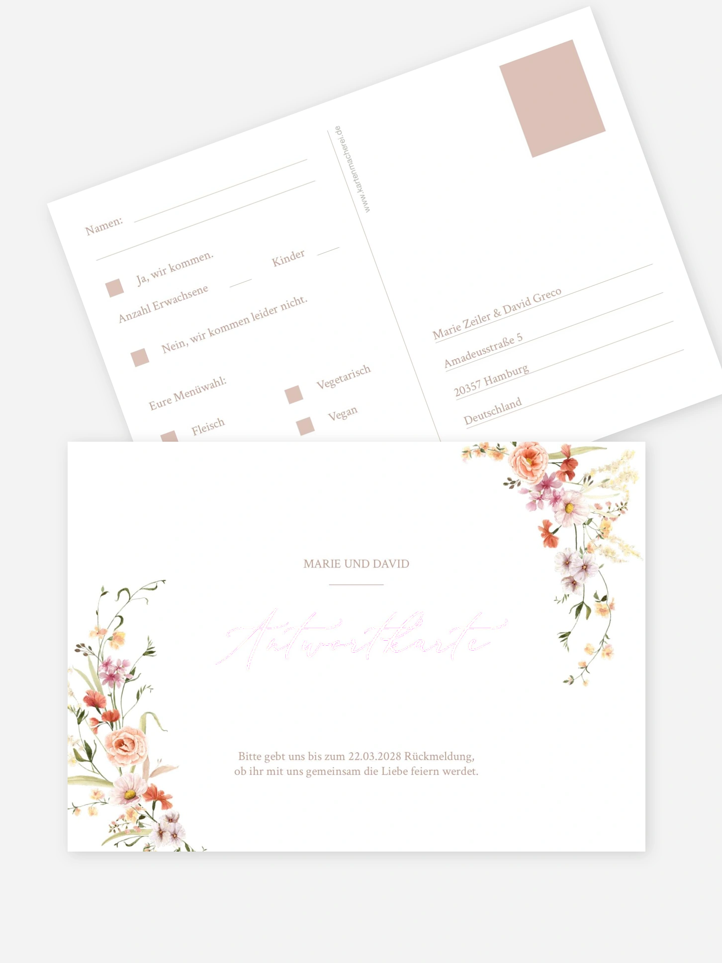 Antwortkarte Hochzeit Flora