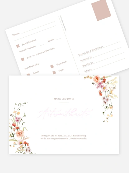 Antwortkarte Hochzeit Flora