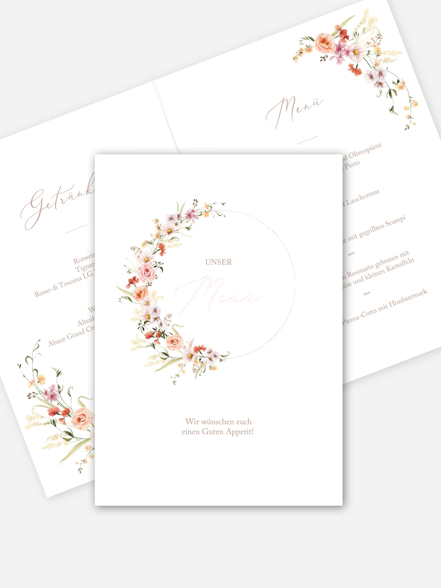 Menükarte Hochzeit Flora