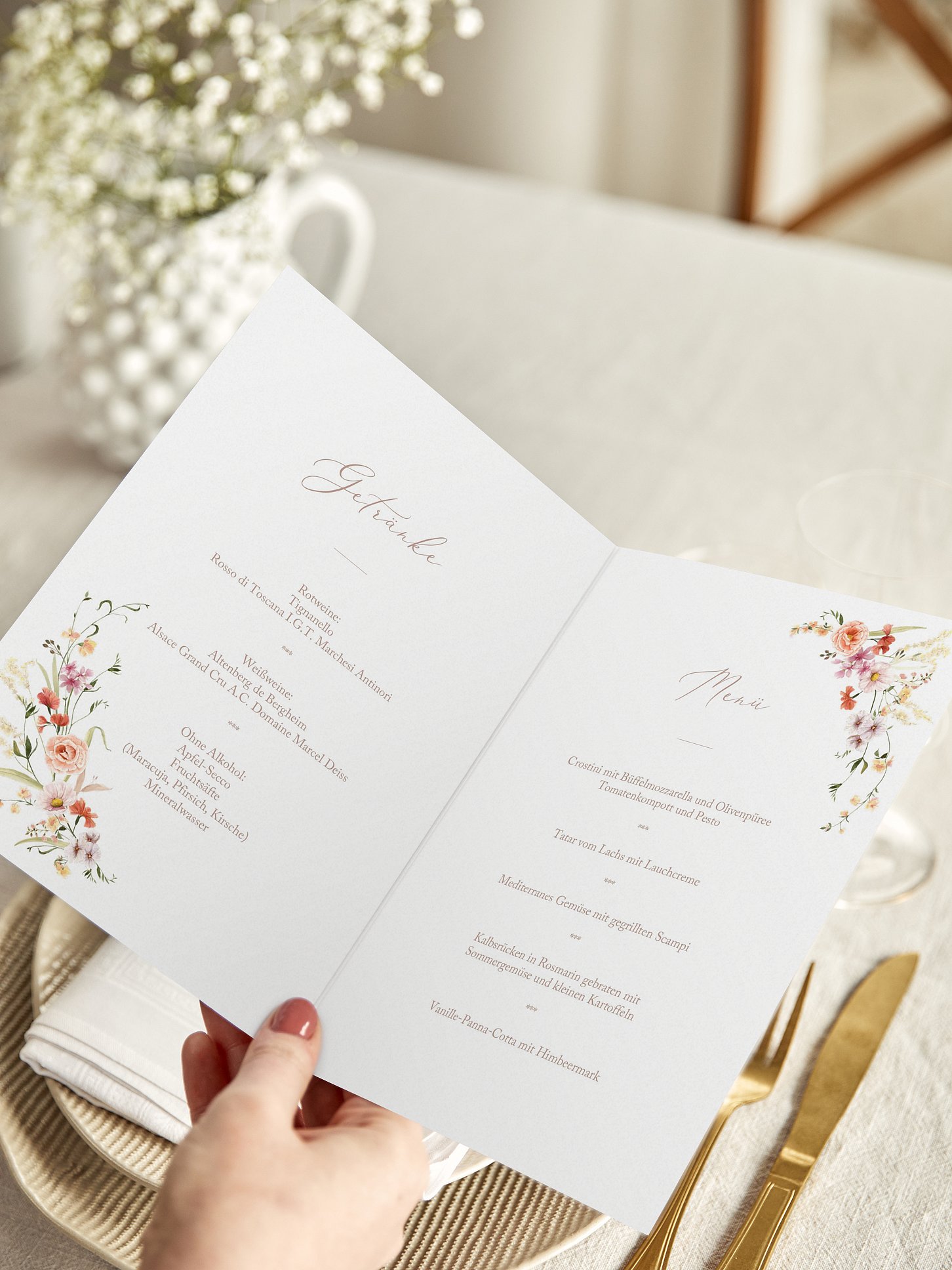 Menükarte Hochzeit Flora