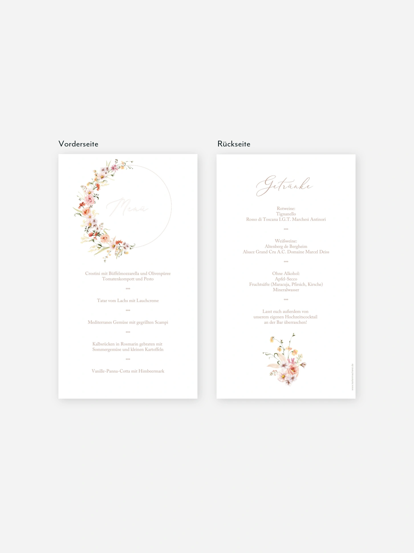 Menükarte Hochzeit Flora