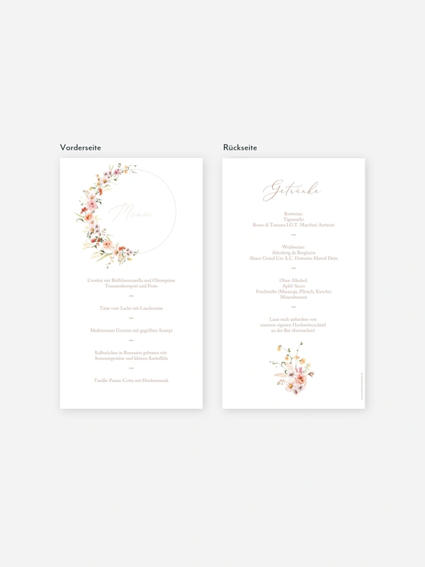 Menükarte Hochzeit Flora