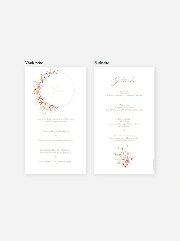 Menükarte Hochzeit Flora