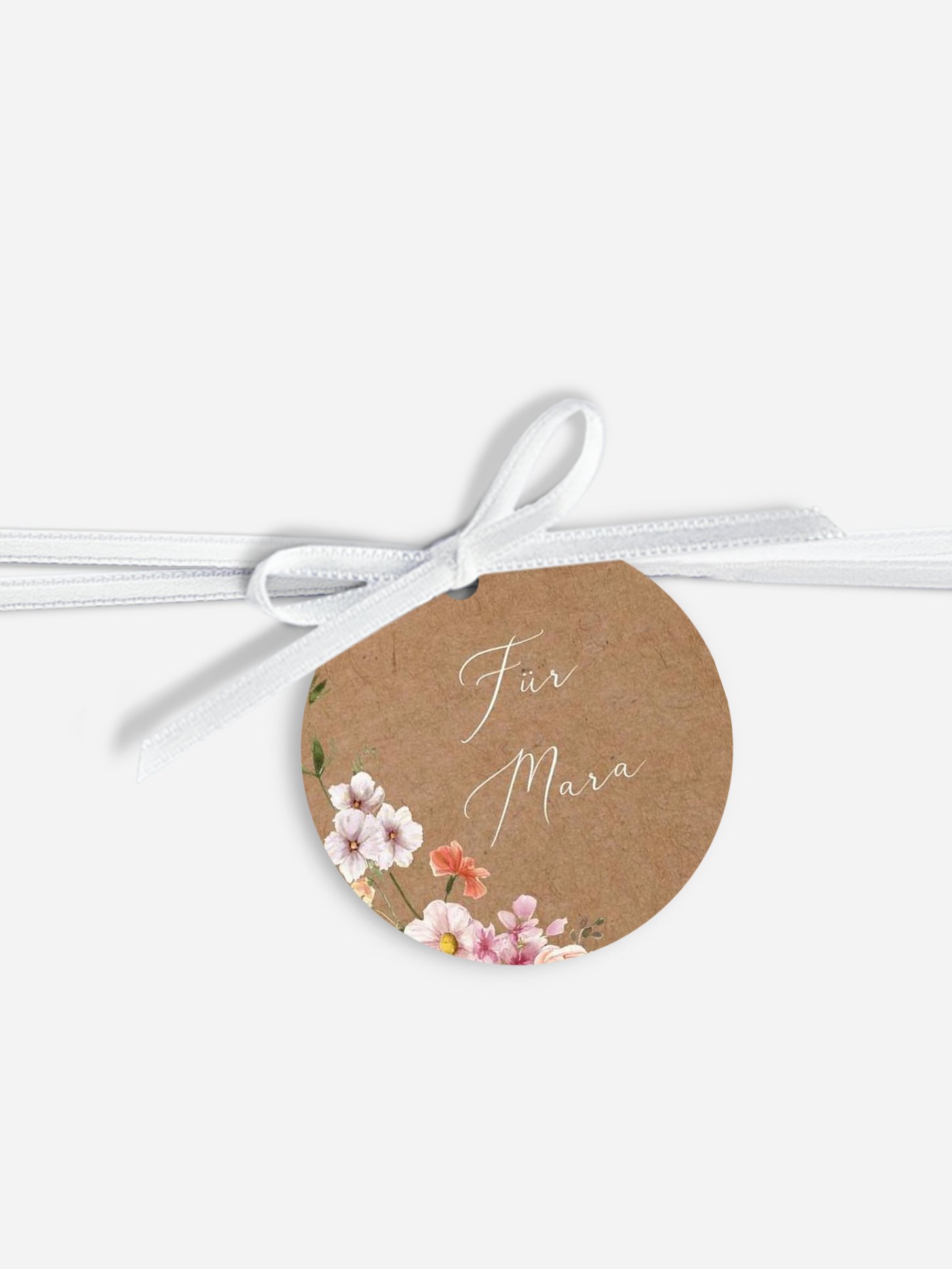 Anhänger mit Band zur Hochzeit personalisiert Flora