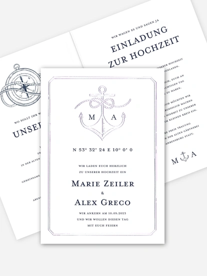 Hochzeitseinladung Wir Ankern