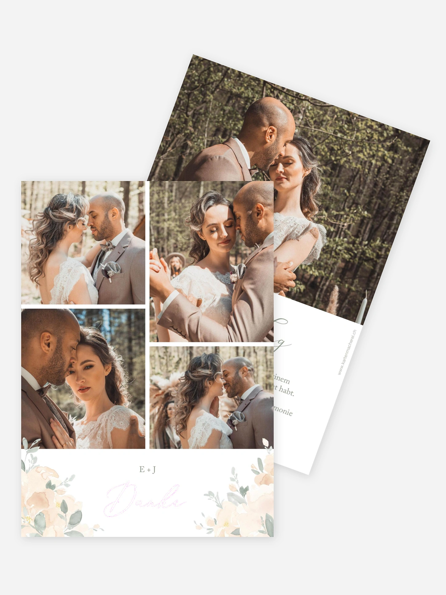 Dankeskarte Hochzeit Peach Roses