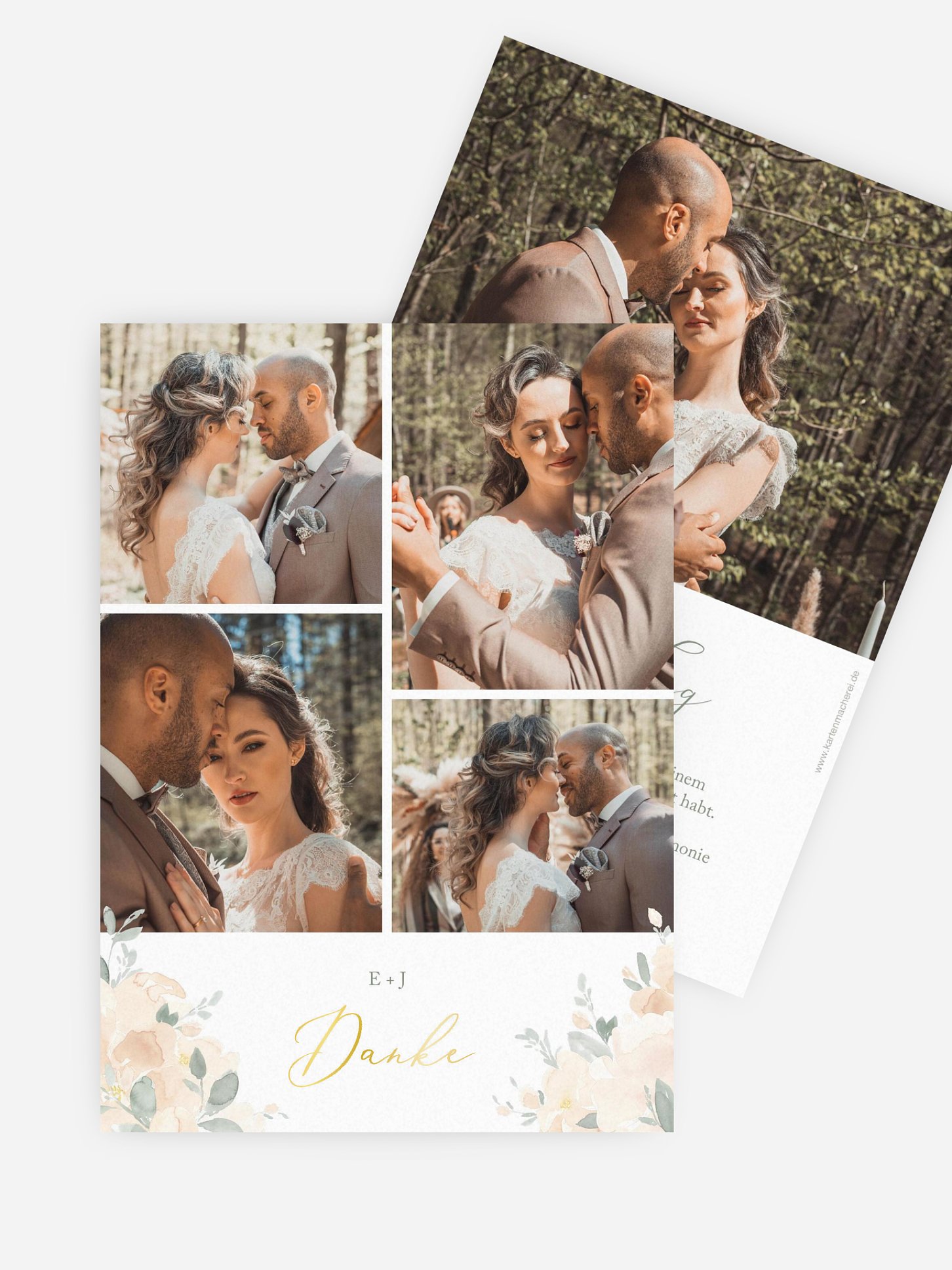 Dankeskarte Hochzeit Peach Roses