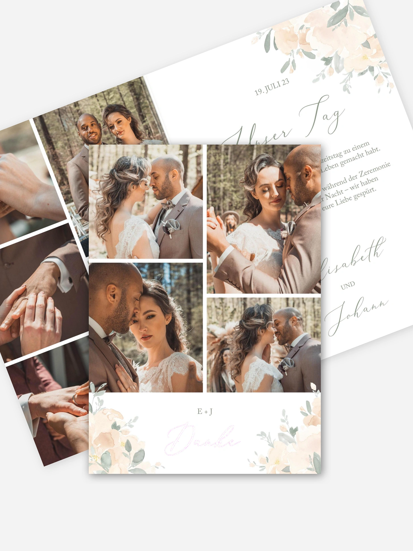 Dankeskarte Hochzeit Peach Roses