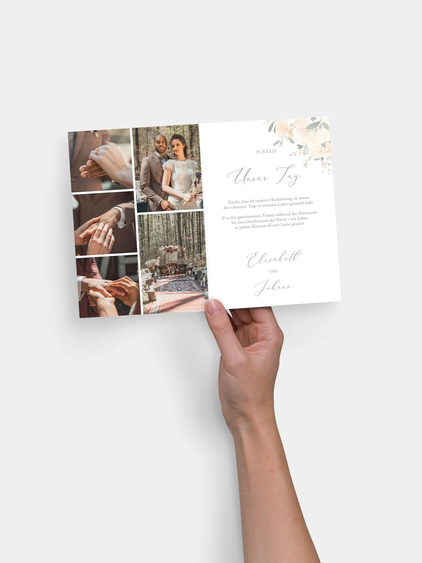 Dankeskarte Hochzeit Peach Roses