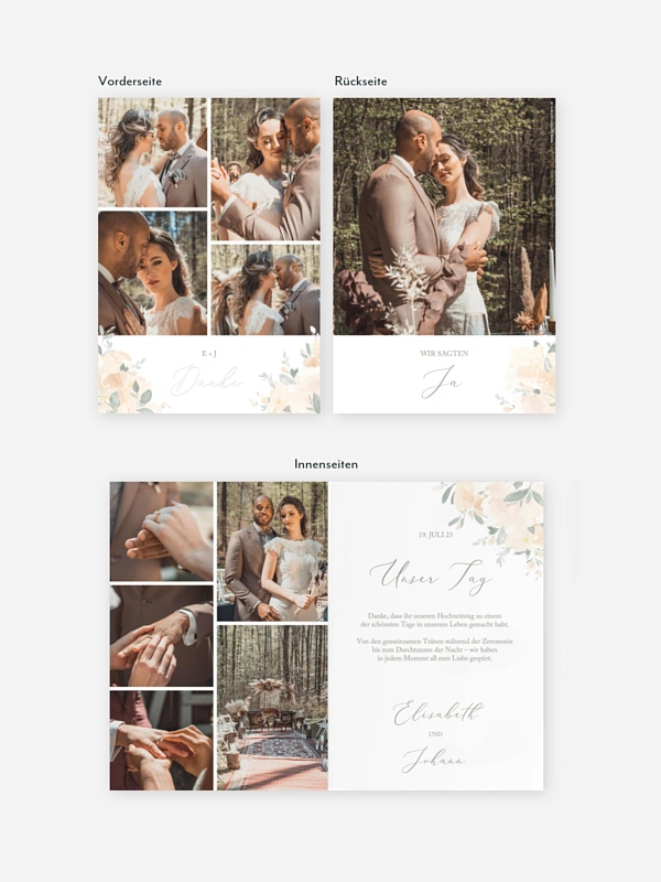 Dankeskarte Hochzeit Peach Roses