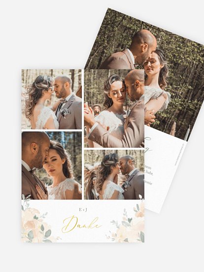 Dankeskarte Hochzeit Peach Roses
