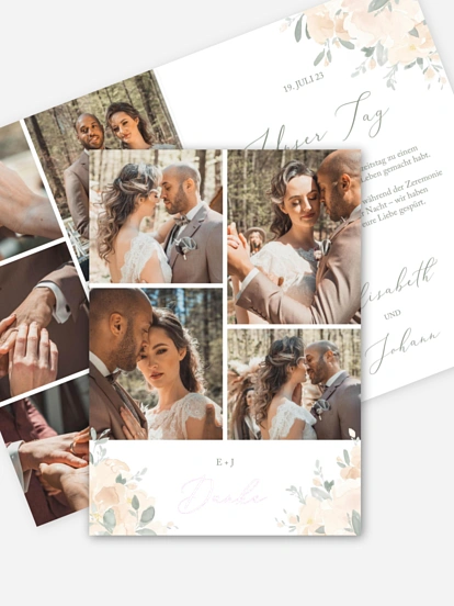 Dankeskarte Hochzeit Peach Roses