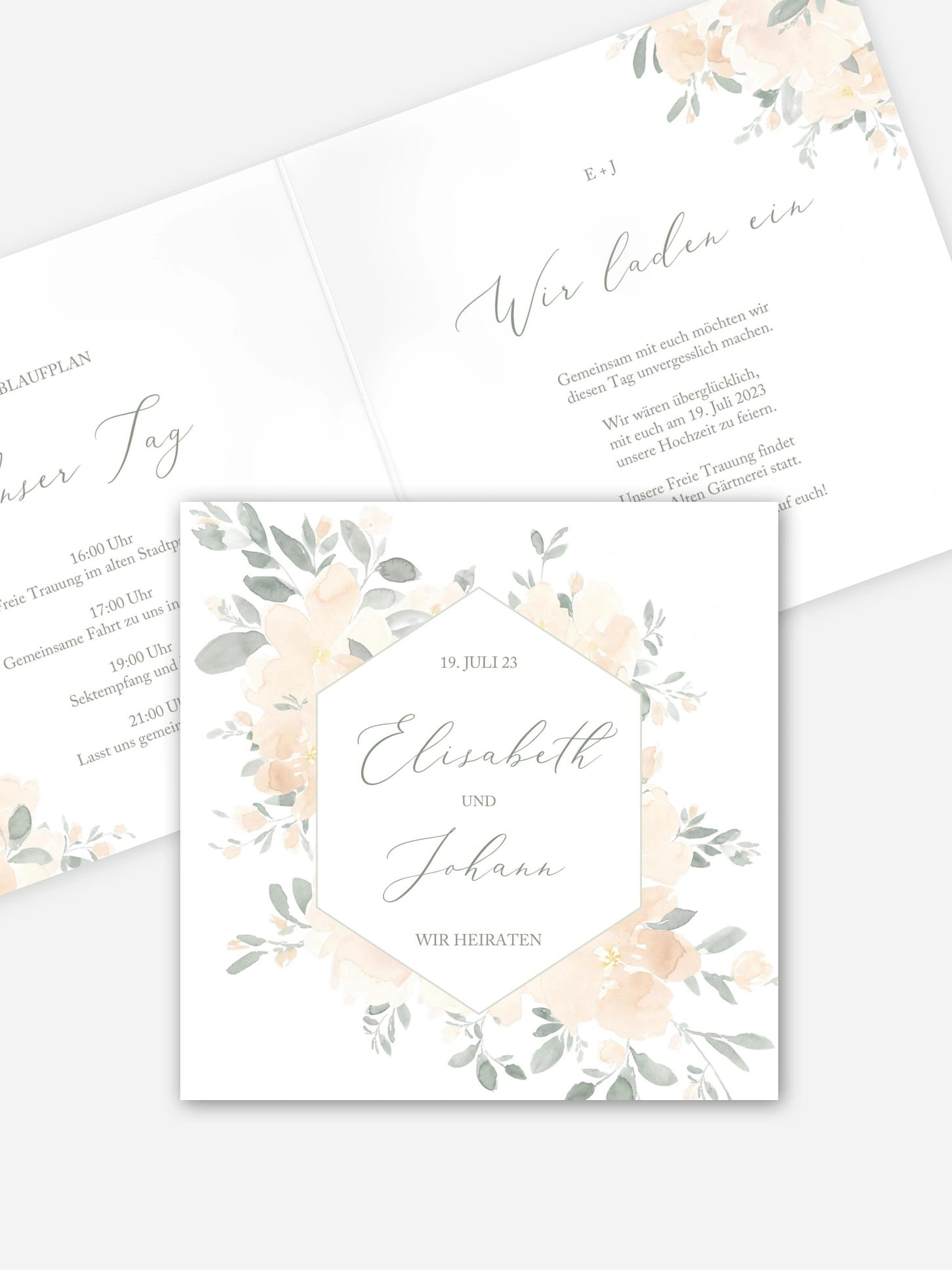 Hochzeitseinladung Peach Roses