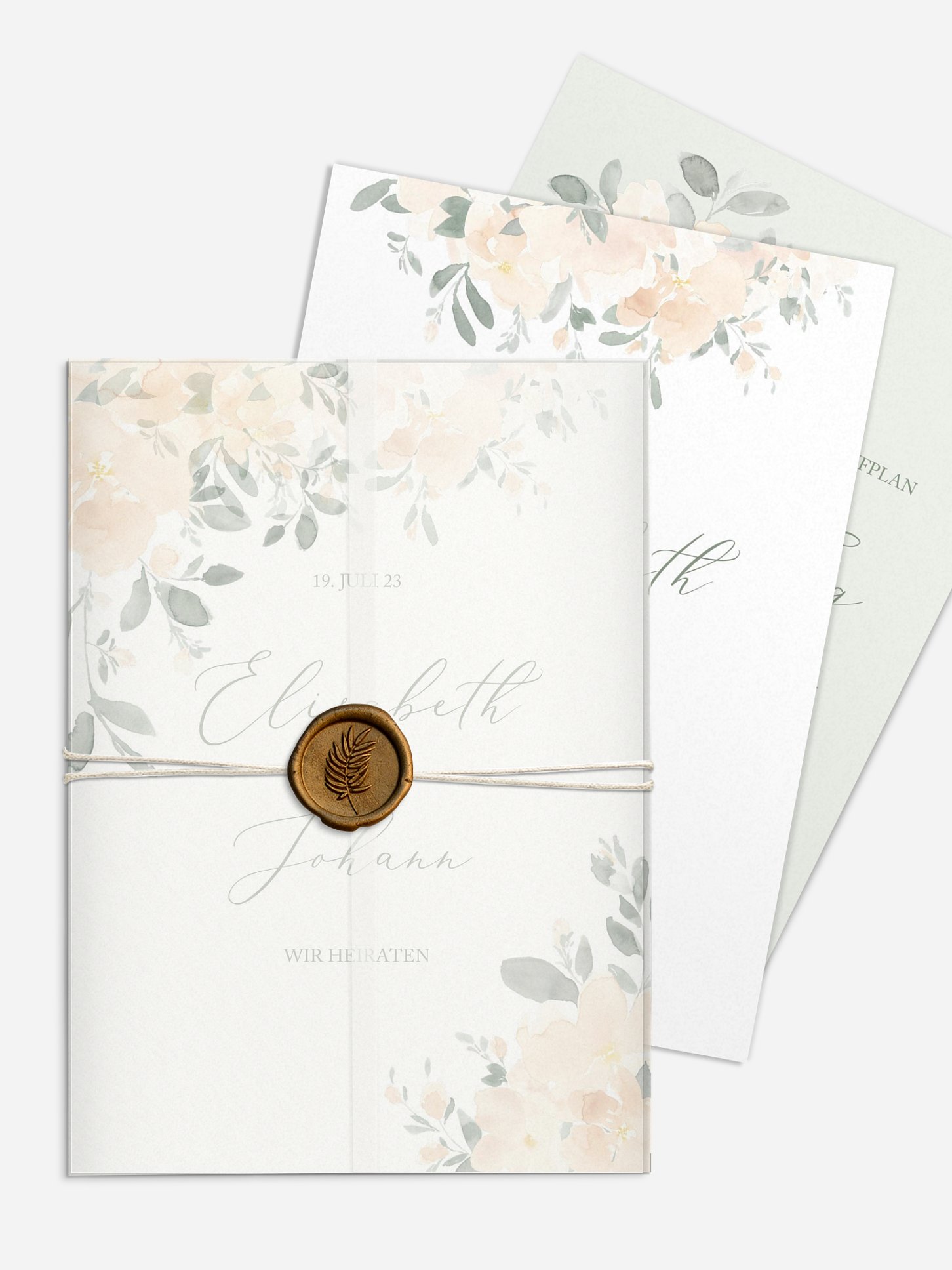 Hochzeitseinladung Peach Roses
