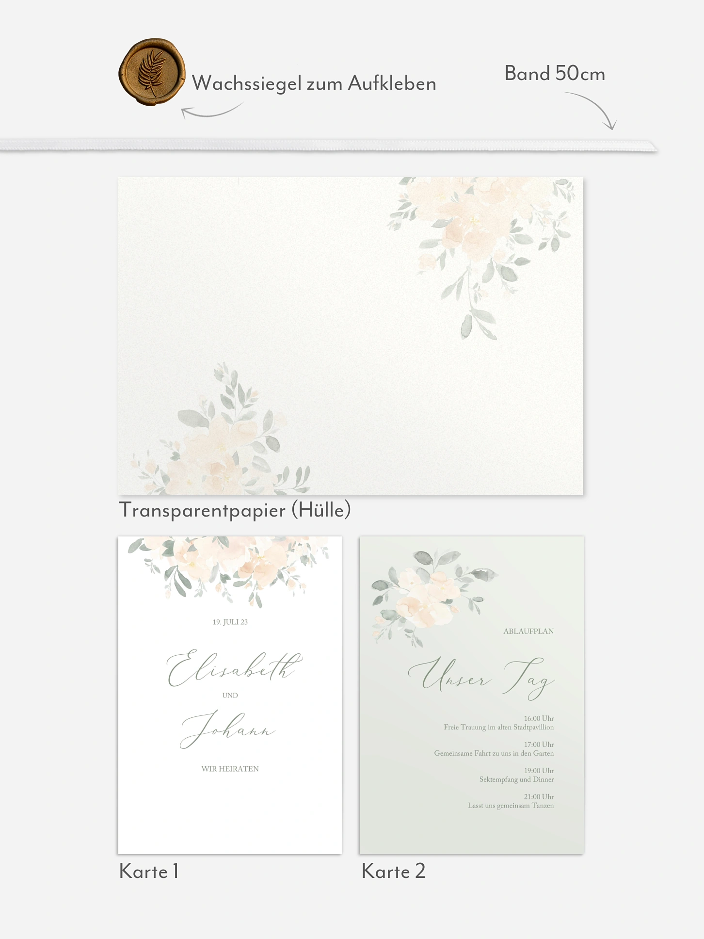 Hochzeitseinladung Peach Roses