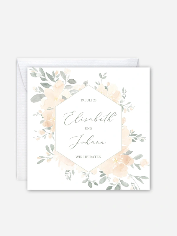 Hochzeitseinladung Peach Roses