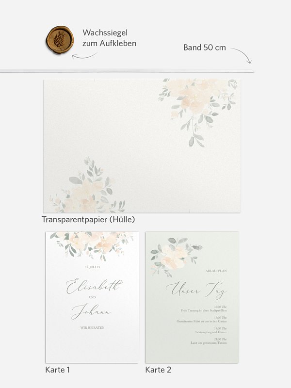 Hochzeitseinladung Peach Roses