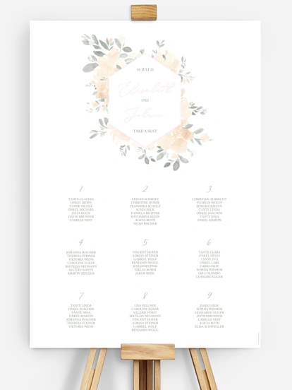 Sitzplan Plakat Peach Roses