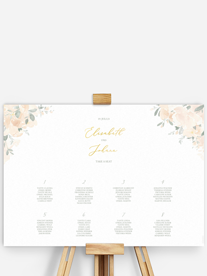 Sitzplan Plakat Peach Roses