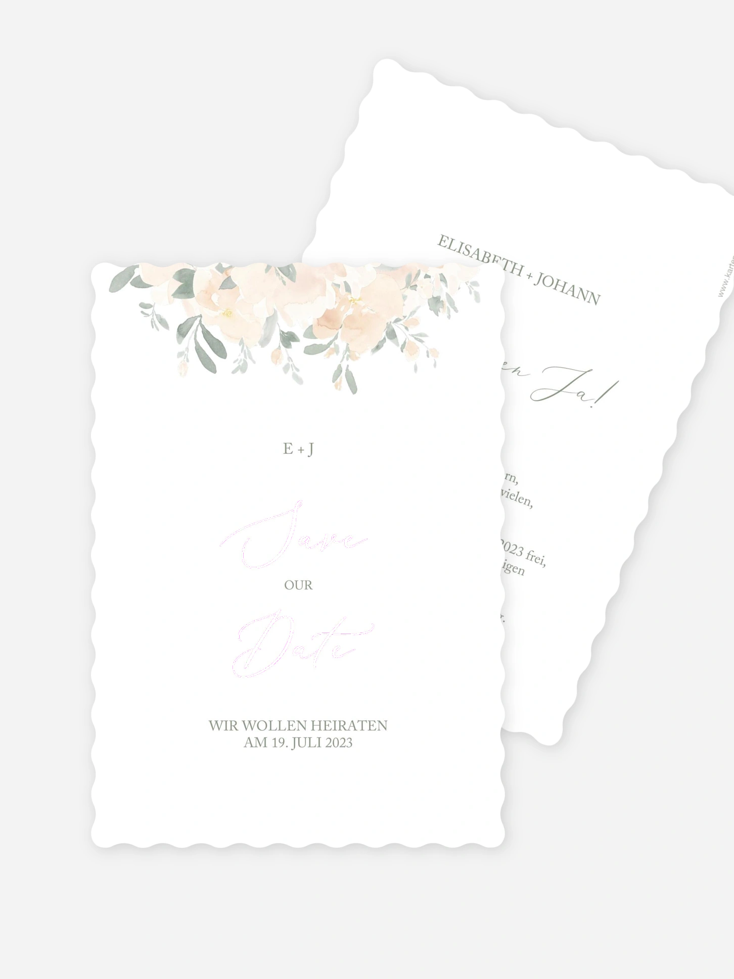 Save-the-Date Karte Peach Roses