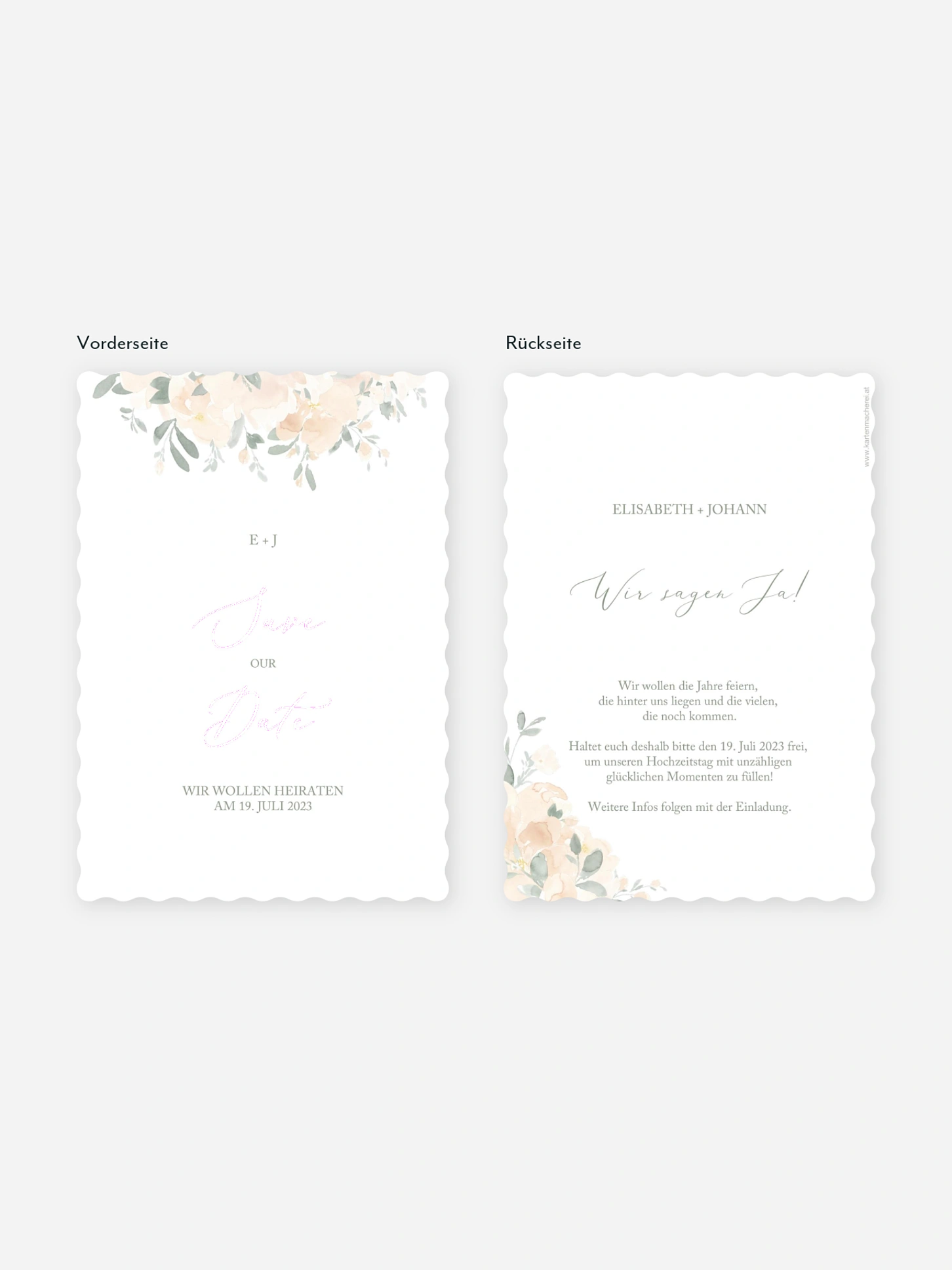 Save-the-Date Karte Peach Roses