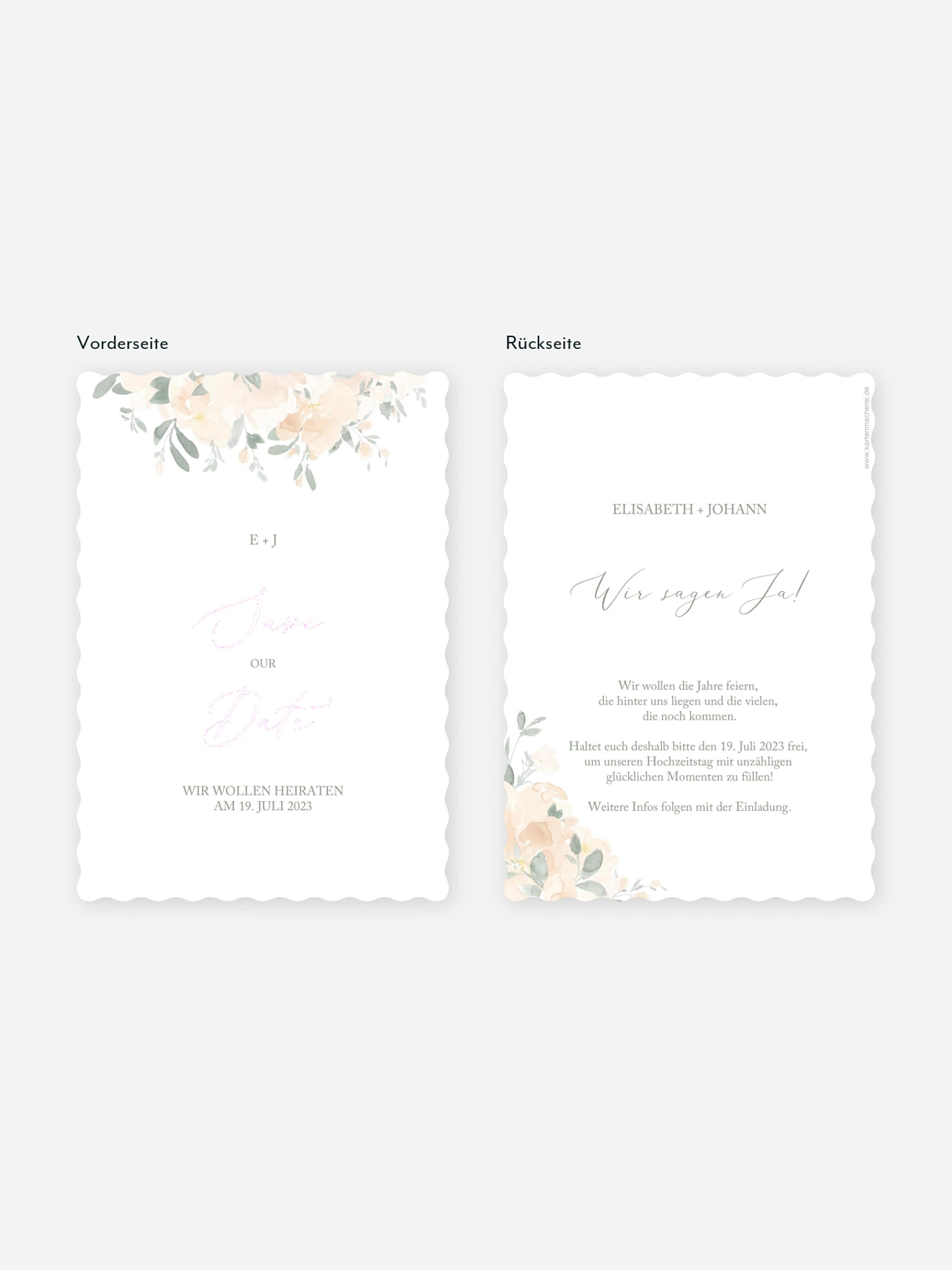Save-the-Date Karte Peach Roses