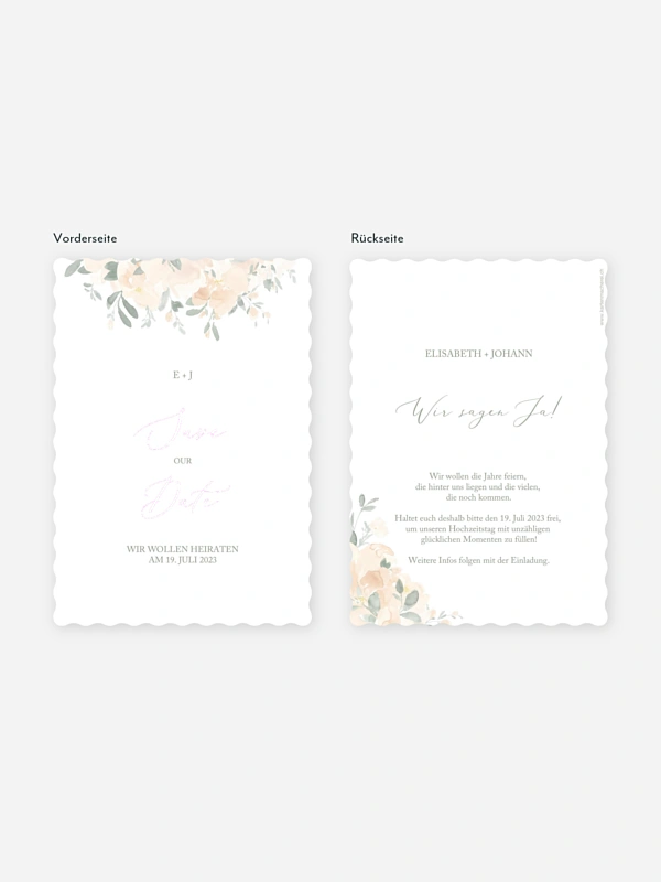 Save-the-Date Karte Peach Roses