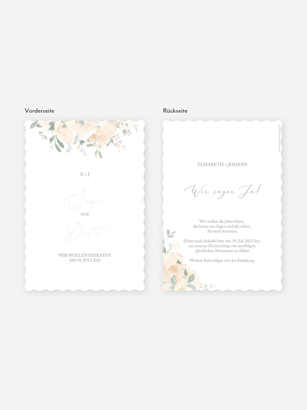 Save-the-Date Karte Peach Roses
