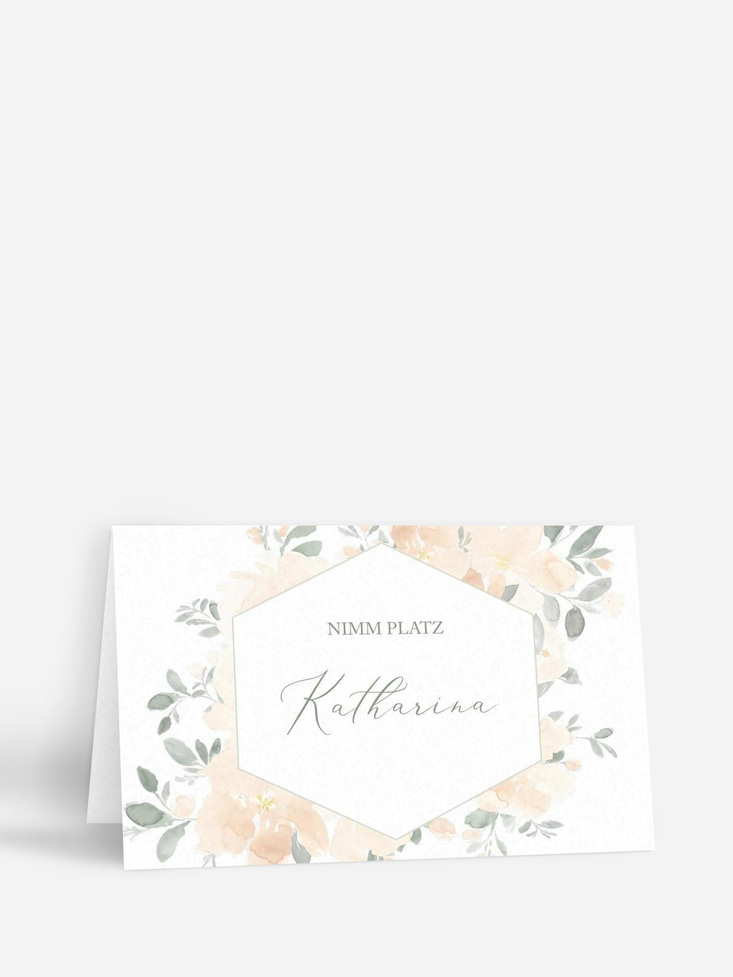 Tischkarte Hochzeit Peach Roses