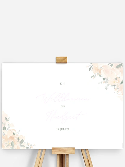 Willkommensschild Peach Roses