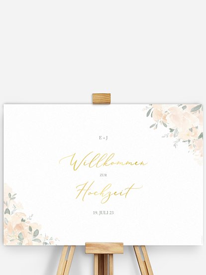 Willkommensschild Peach Roses