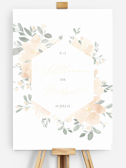 Willkommensschild Peach Roses