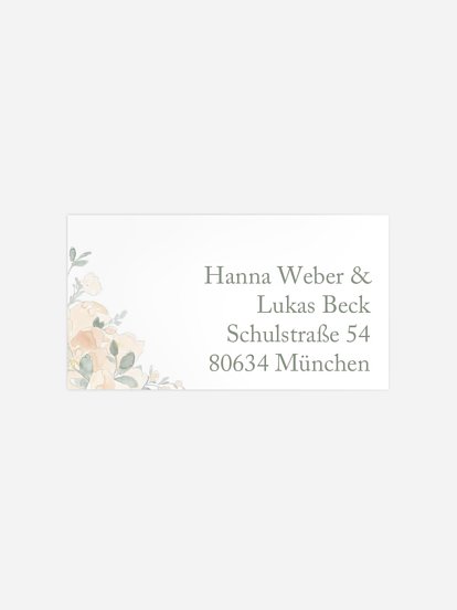 Empfängeraufkleber Hochzeit Peach Roses