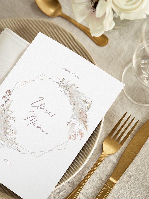 Menükarte Hochzeit Petiole Grasses